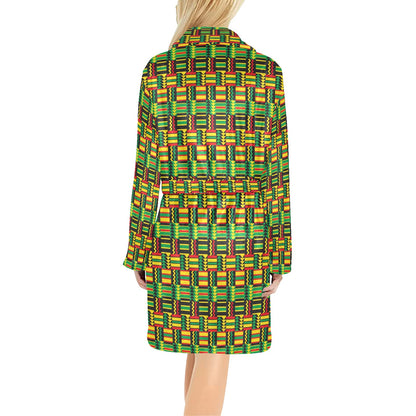 African Zip Zag Print Pattern Women's Fleece Robe