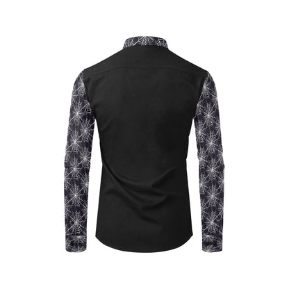 Spider Web Print Design LKS303 Men's Long Sleeve Dress Shirt