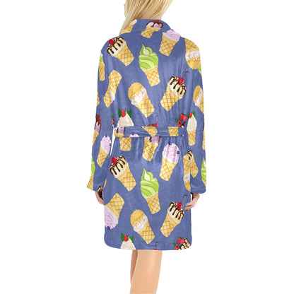 Ice Cream Pattern Print Design IC03 Women's Fleece Robe