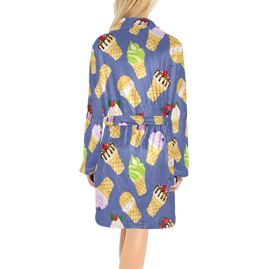 Ice Cream Pattern Print Design IC03 Women's Fleece Robe