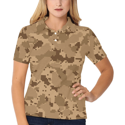 ACU Desert Digital Pattern Print Design 01 Women's Polo Shirt