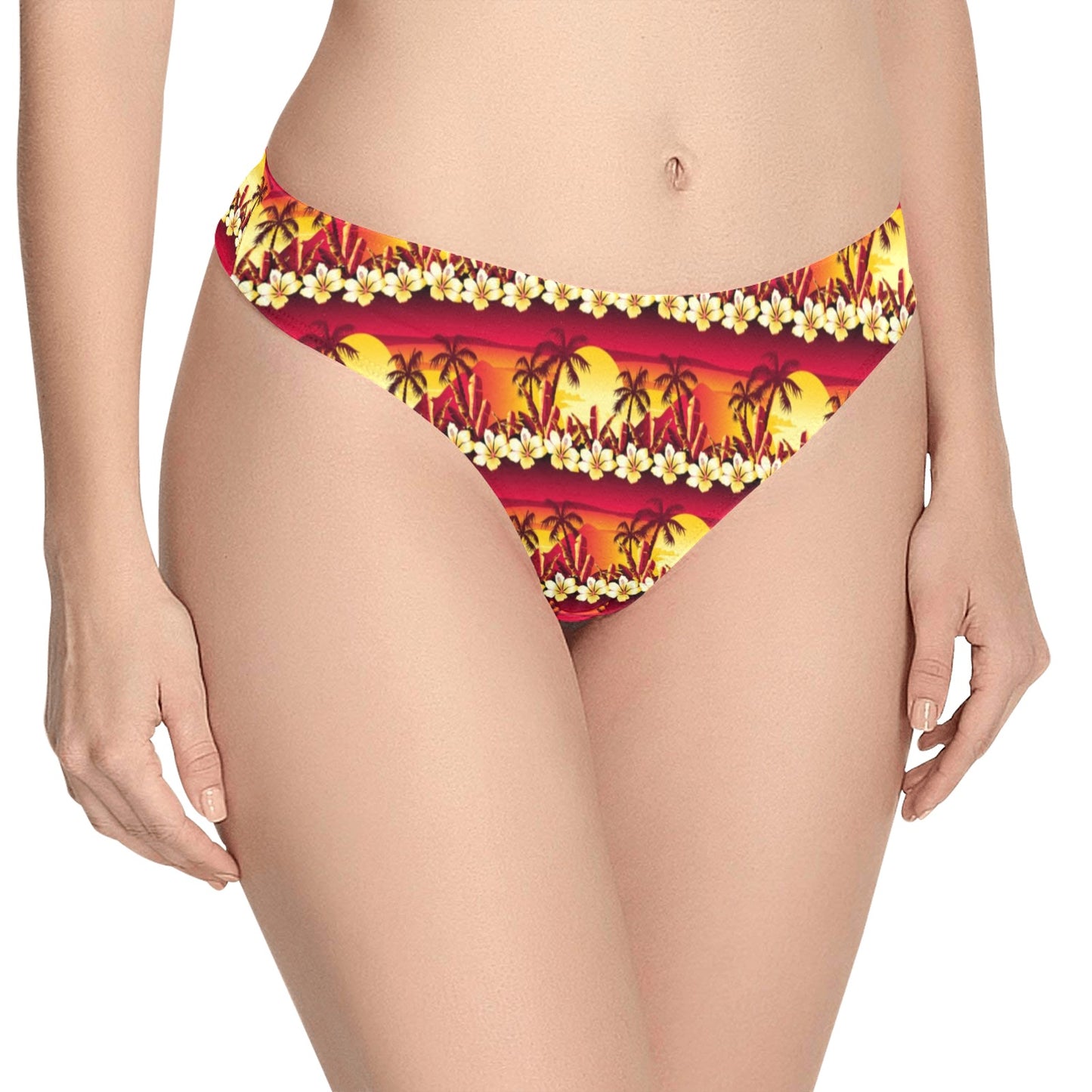 Hawaiian Tropical Sunset Hibiscus Print Women's Thongs