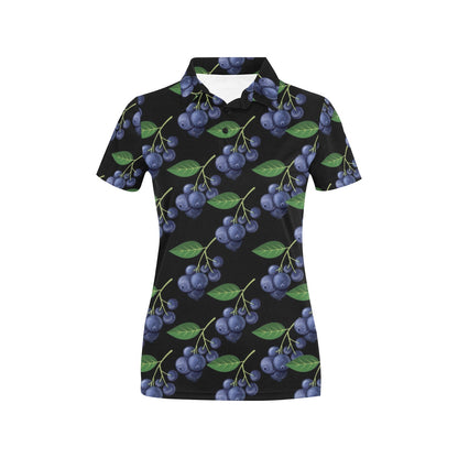 Blueberry Pattern Print Design BB01 Women's Polo Shirt
