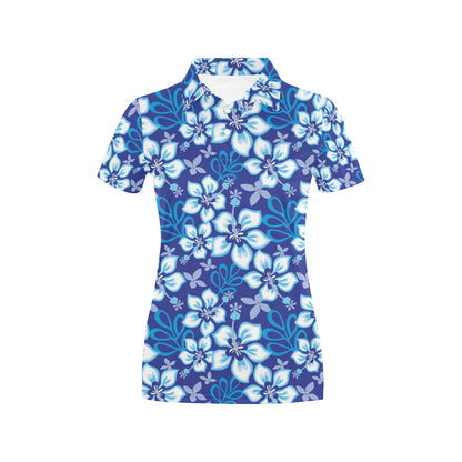 Hibiscus Pattern Print Design HB04 Women's Polo Shirt