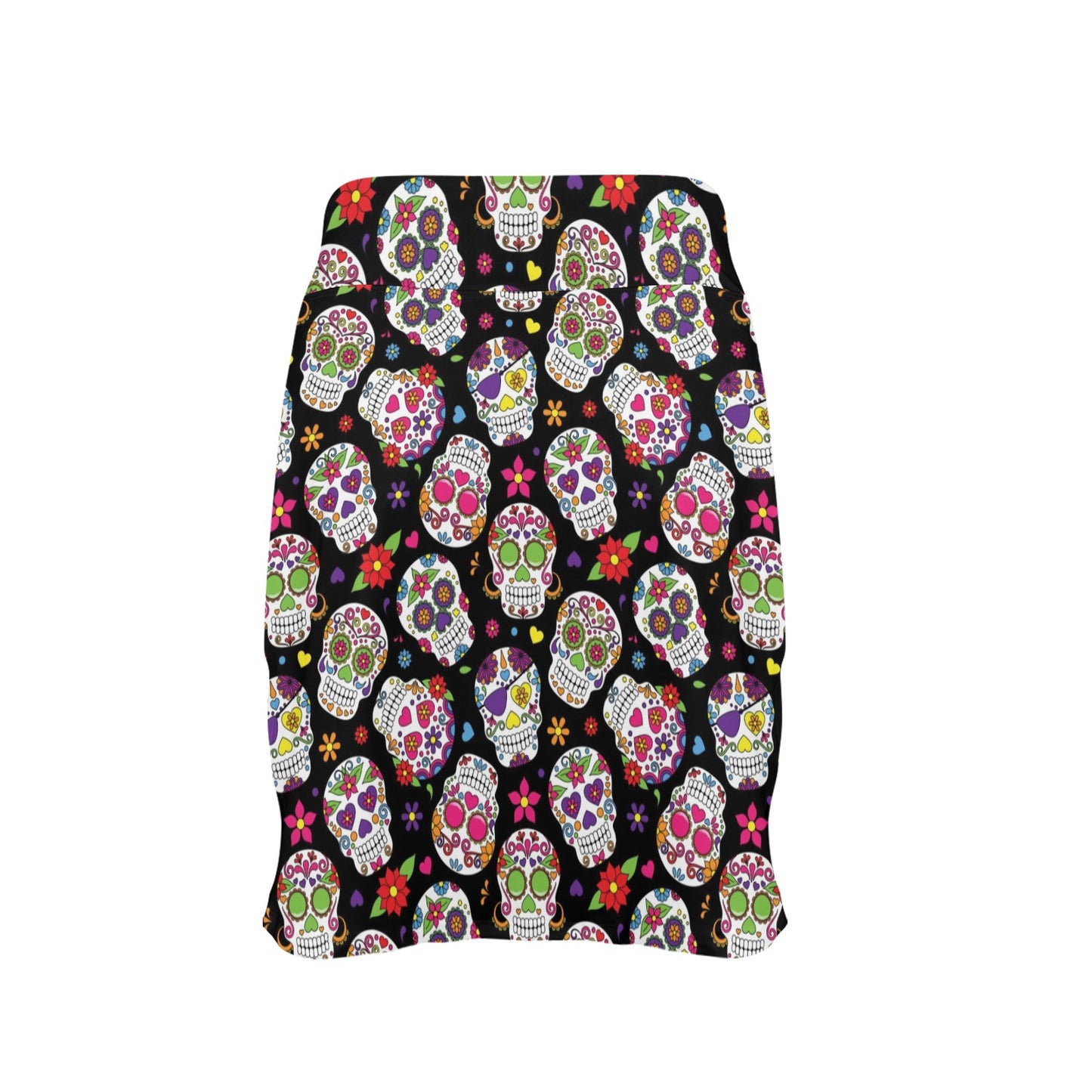 Sugar Skull Print Design LKS302 Women's Golf Skirt with Pocket