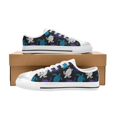 Sea Turtle Print Design LKS306 Women's White Low Top Shoes