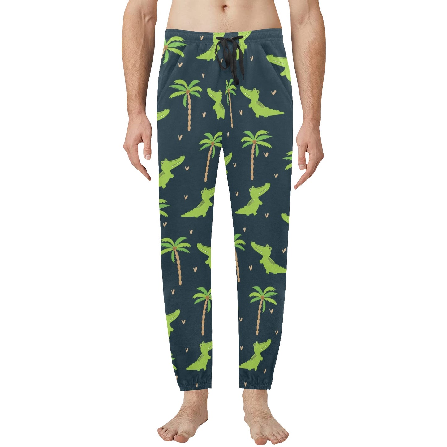 Alligator Pattern Print Design 02 Men's Jogger Pajamas Pants