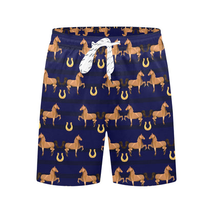 Horse Luxury Themed Pattern Print Men's Swim Trunks Beach Shorts