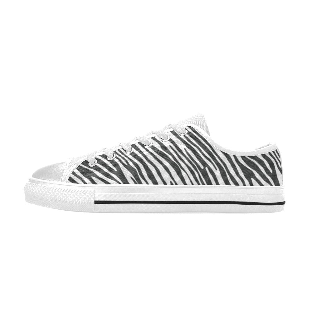 Zebra Classic Print Design LKS302 Women's White Low Top Shoes