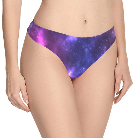 Celestial Purple Blue Galaxy Women's Thongs