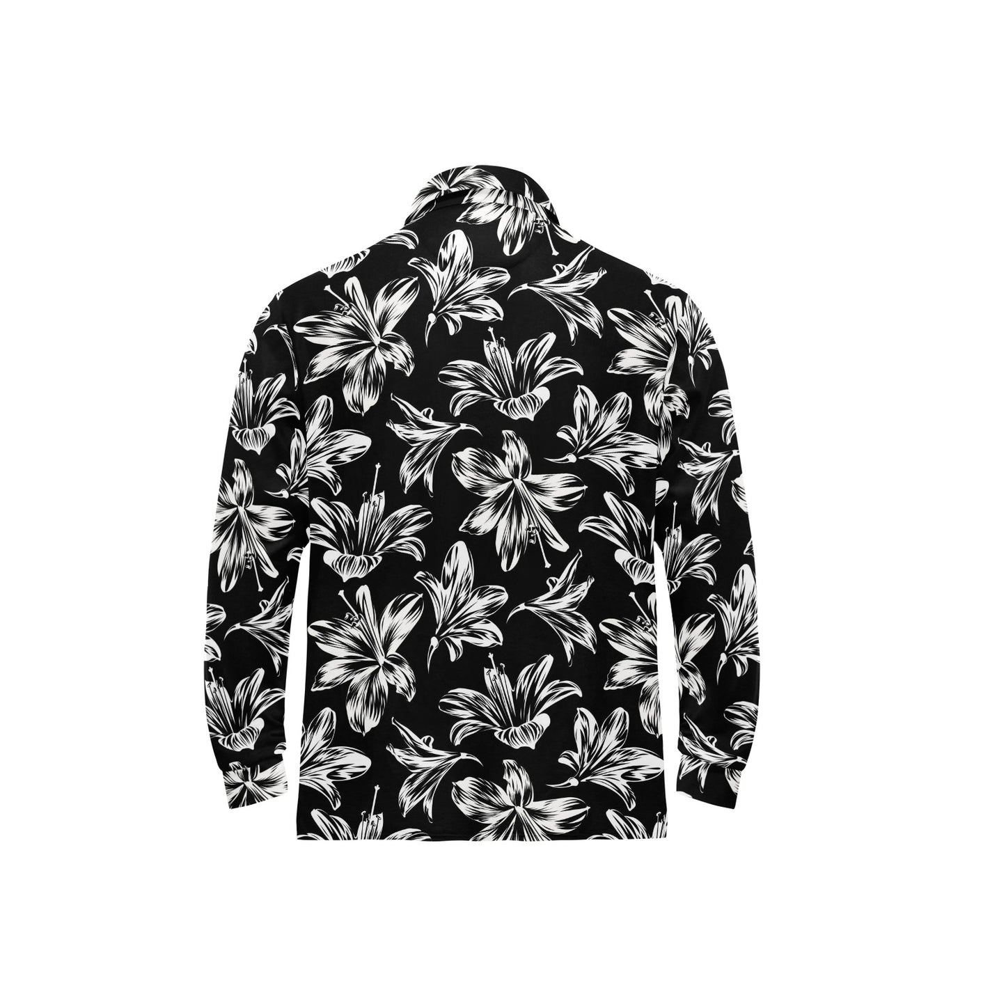 Amaryllis Pattern Print Design AL04 Long Sleeve Polo Shirt For Men's