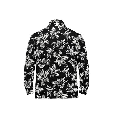Amaryllis Pattern Print Design AL04 Long Sleeve Polo Shirt For Men's