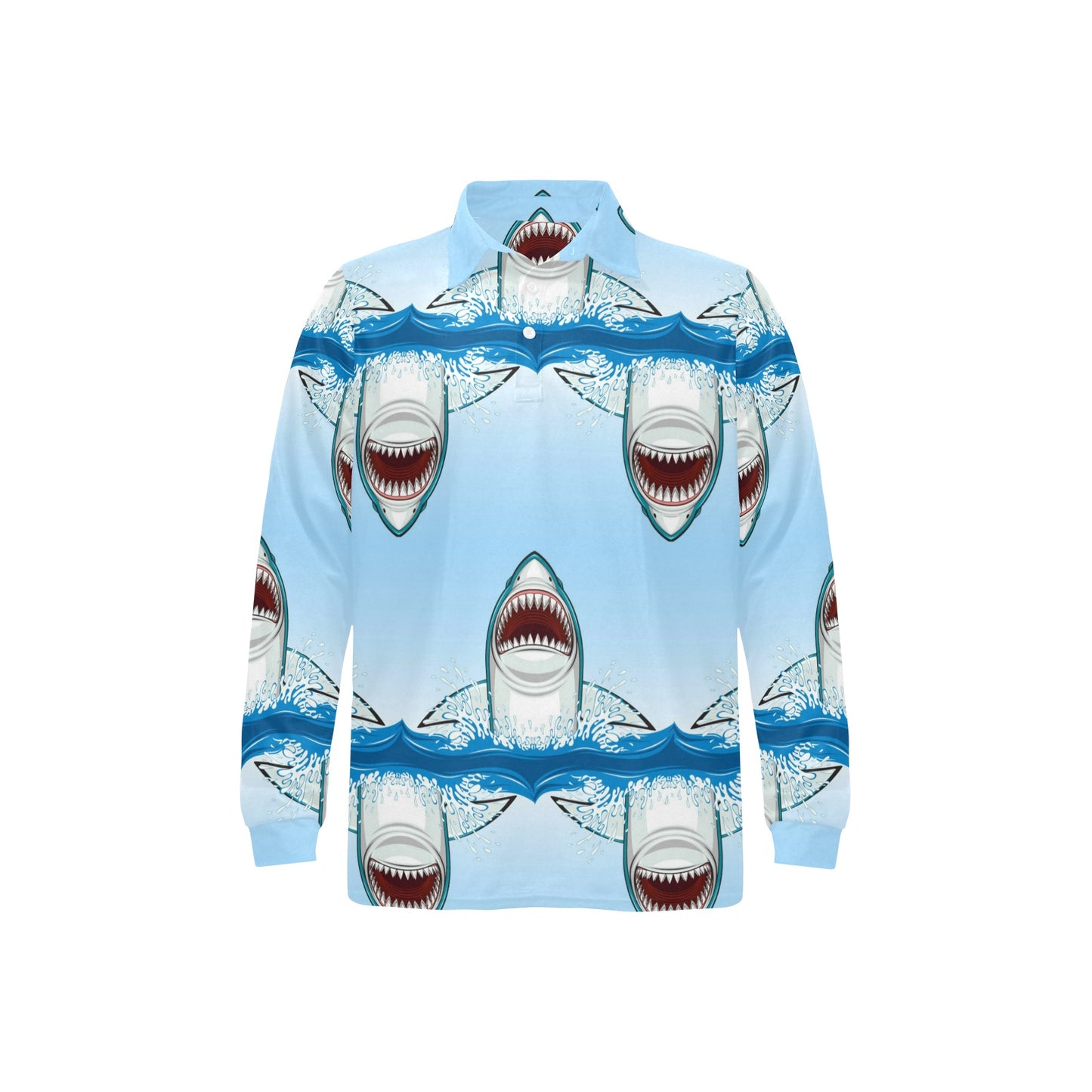 Shark Bite Long Sleeve Polo Shirt For Men's