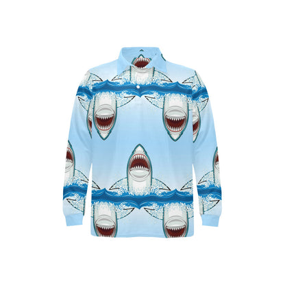 Shark Bite Long Sleeve Polo Shirt For Men's