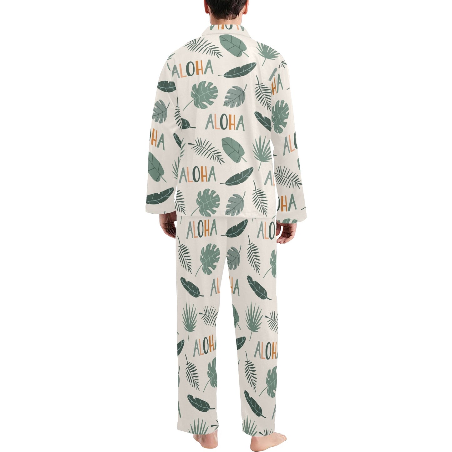 Aloha Hawaii Pattern Print Design 05 Men's Long Pajama Set