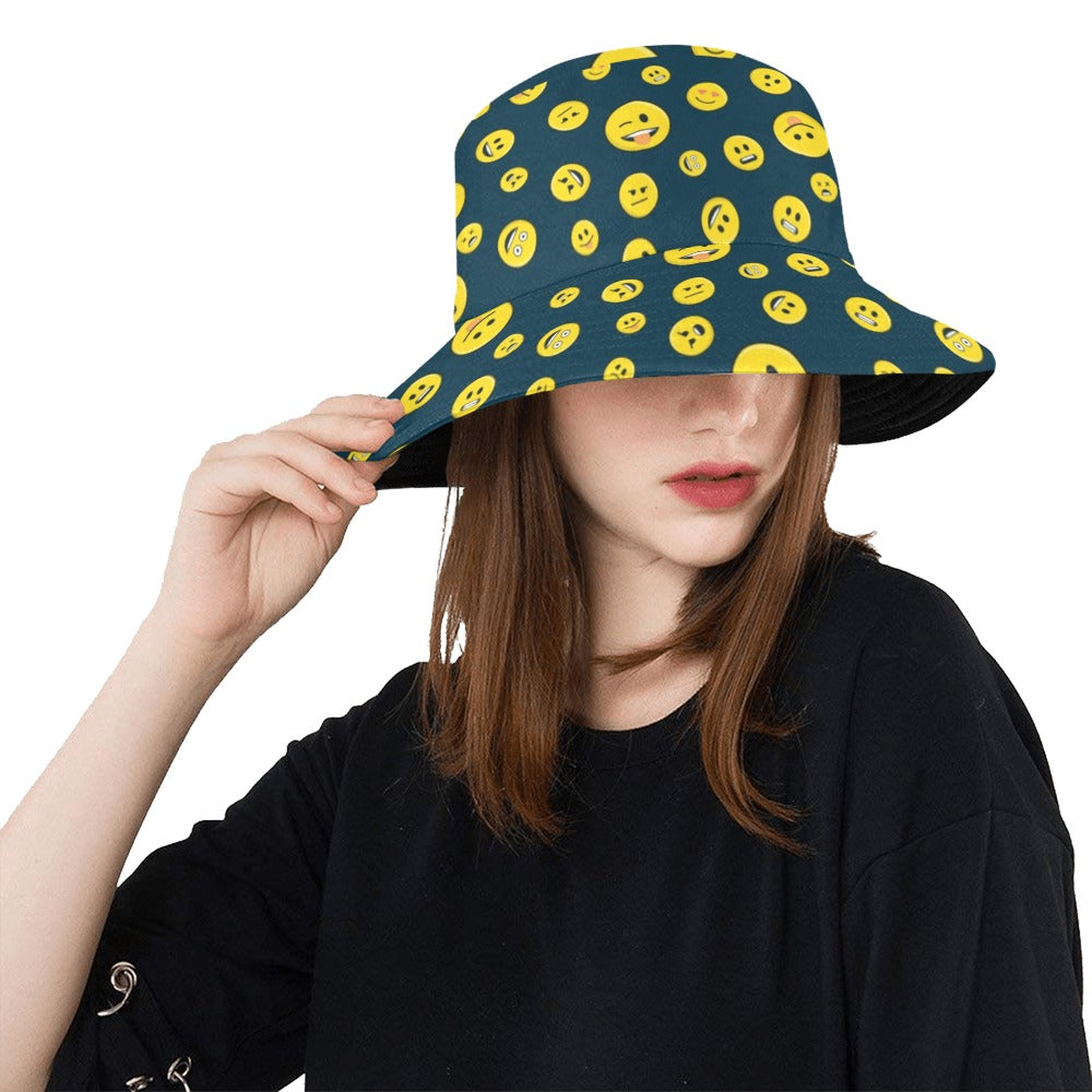 Smiley Face Emoji Print Design LKS301 Unisex Bucket Hat
