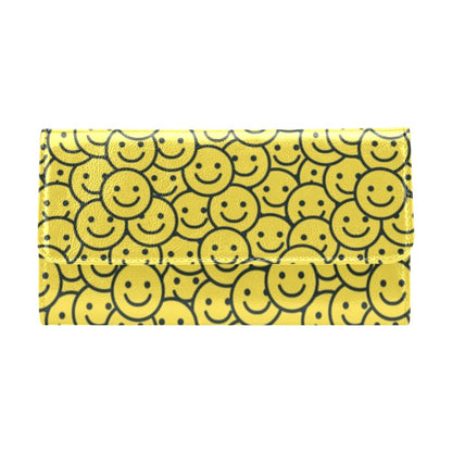 Smiley Face Emoji Print Design LKS302 Women's Trifold Wallet
