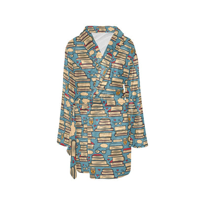 Book Pattern Print Design 03 Women's Fleece Robe
