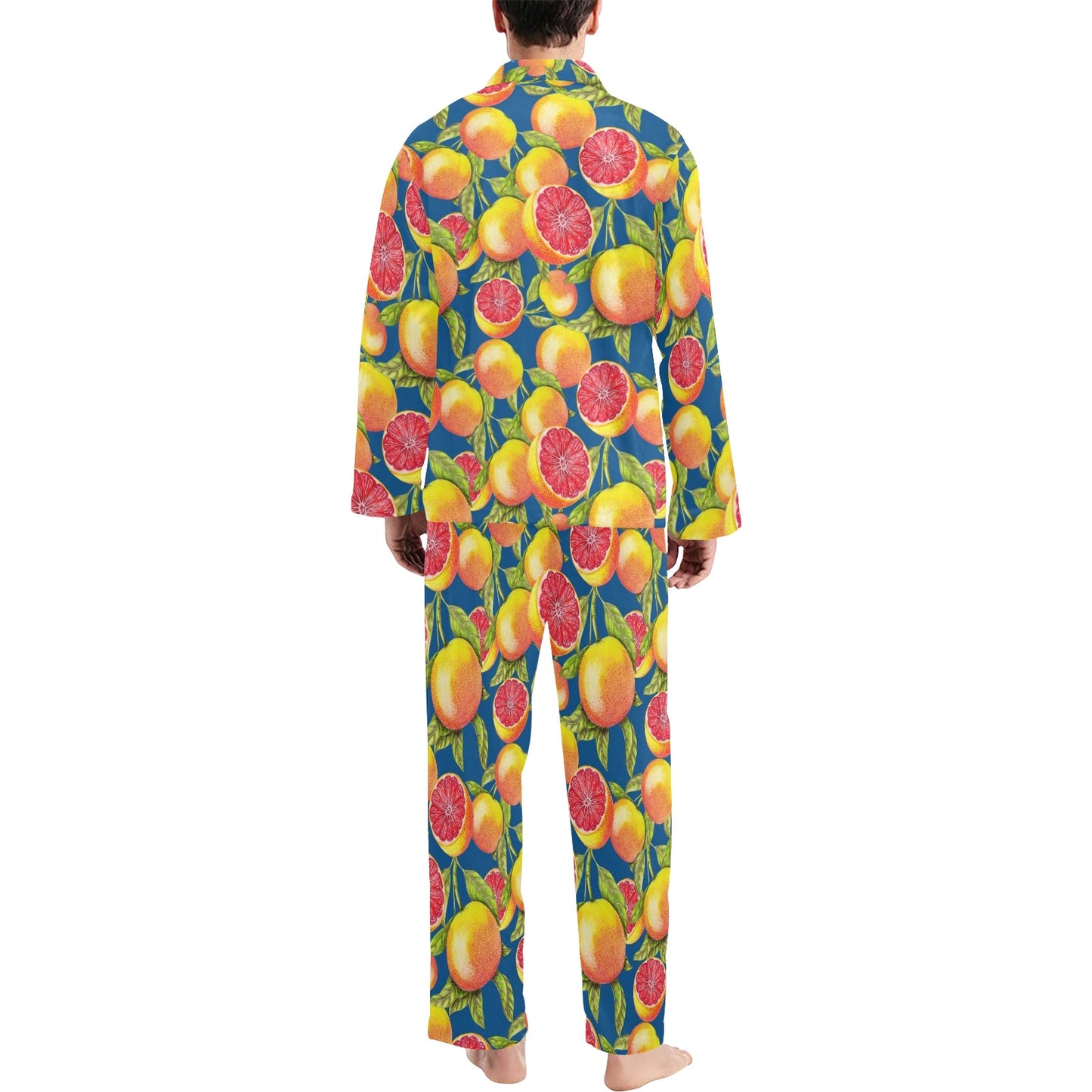 Grapefruit Pattern Print Design GF04 Men's Long Pajama Set