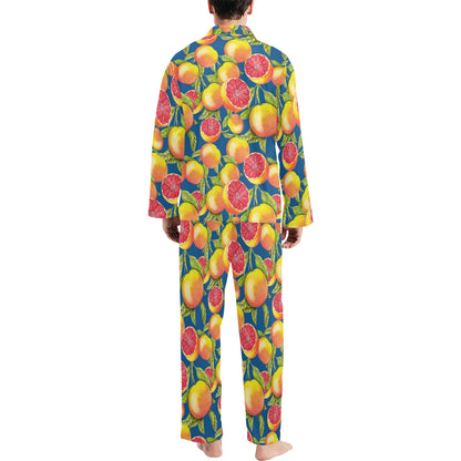 Grapefruit Pattern Print Design GF04 Men's Long Pajama Set