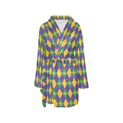 Mardi Gras Pattern Print Design 05 Women's Fleece Robe
