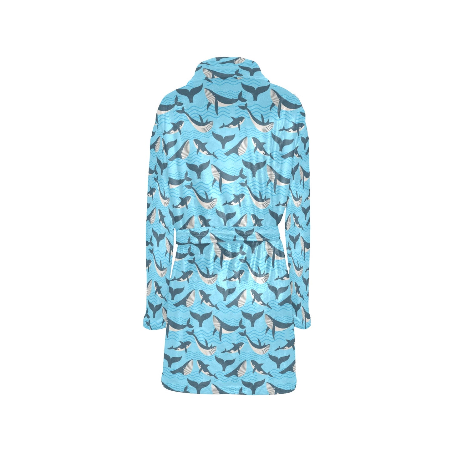 Whale Pattern Design Themed Print Women's Fleece Robe