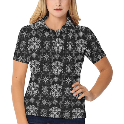 Cross Pattern Print Design 04 Women's Polo Shirt