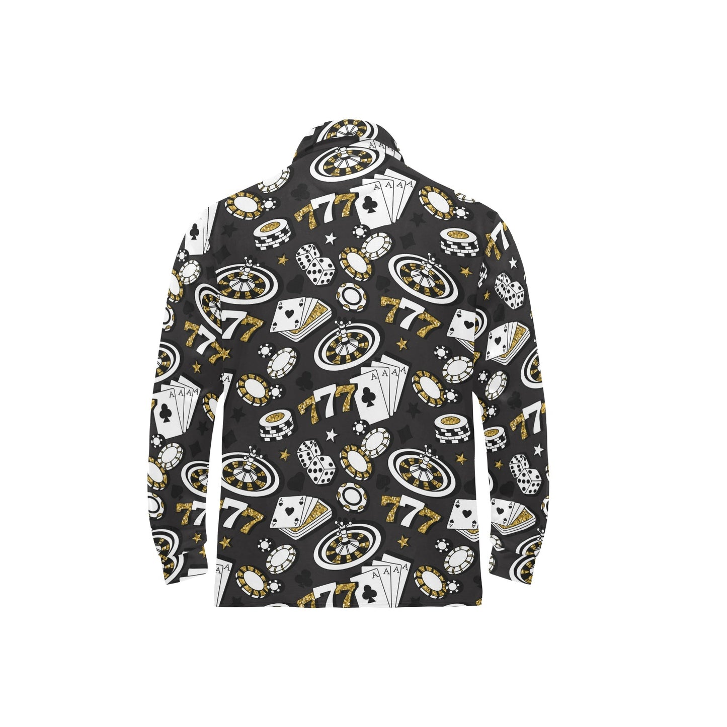 Casino Pattern Print Design 05 Long Sleeve Polo Shirt For Men's