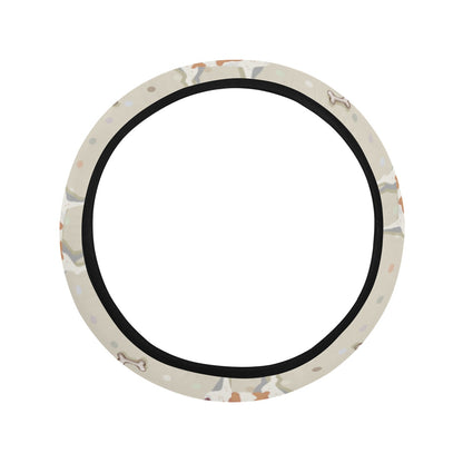 Russell Terriers With Bone Print Design LKS302 Steering Wheel Cover with Elastic Edge