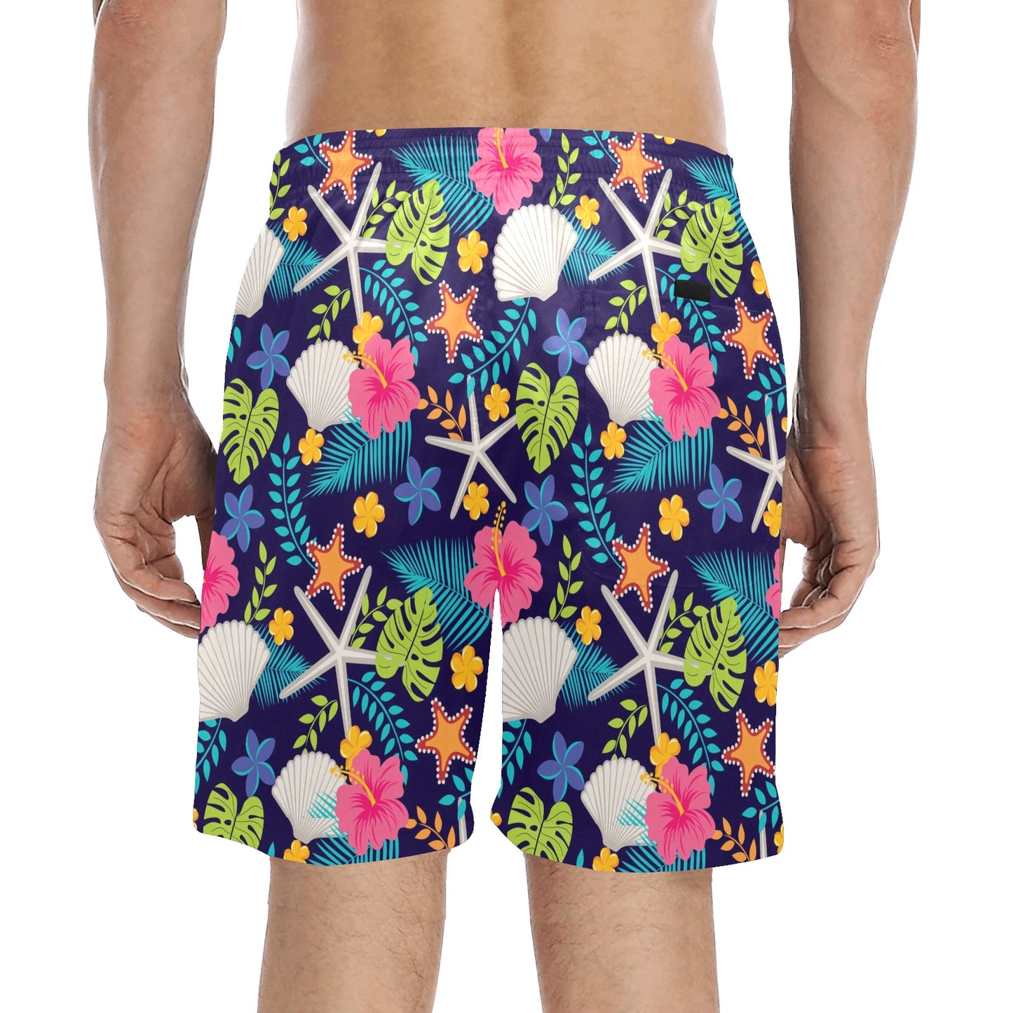 Beach Seashell Floral Theme Men's Swim Trunks Beach Shorts