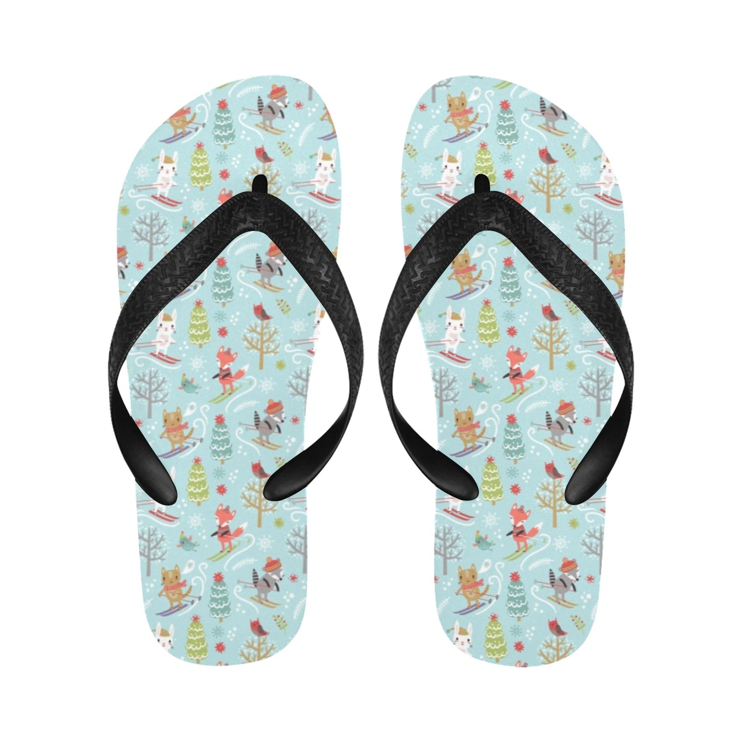 Ski Fox Cute Print Design LKS303 Flip Flops