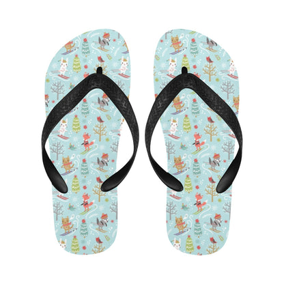 Ski Fox Cute Print Design LKS303 Flip Flops