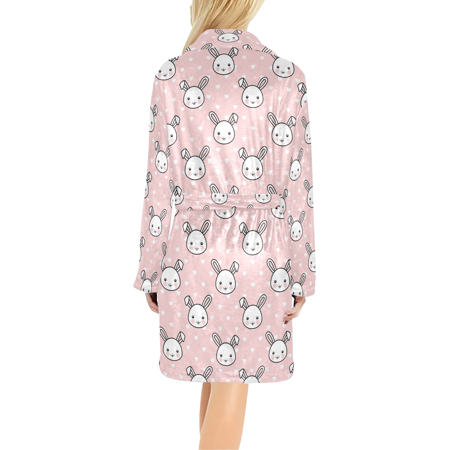 Rabbit Pattern Print Design RB02 Women's Fleece Robe