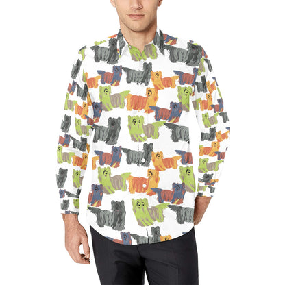 Skye Terriers Print Design LKS301 Men's Long Sleeve Dress Shirt