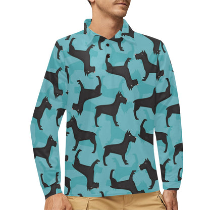 Schnauzers Pattern Print Design A01 Long Sleeve Polo Shirt For Men's