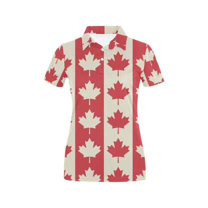 Maple Leaf Pattern Print Design 02 Women's Polo Shirt
