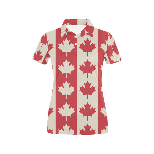 Maple Leaf Pattern Print Design 02 Women's Polo Shirt
