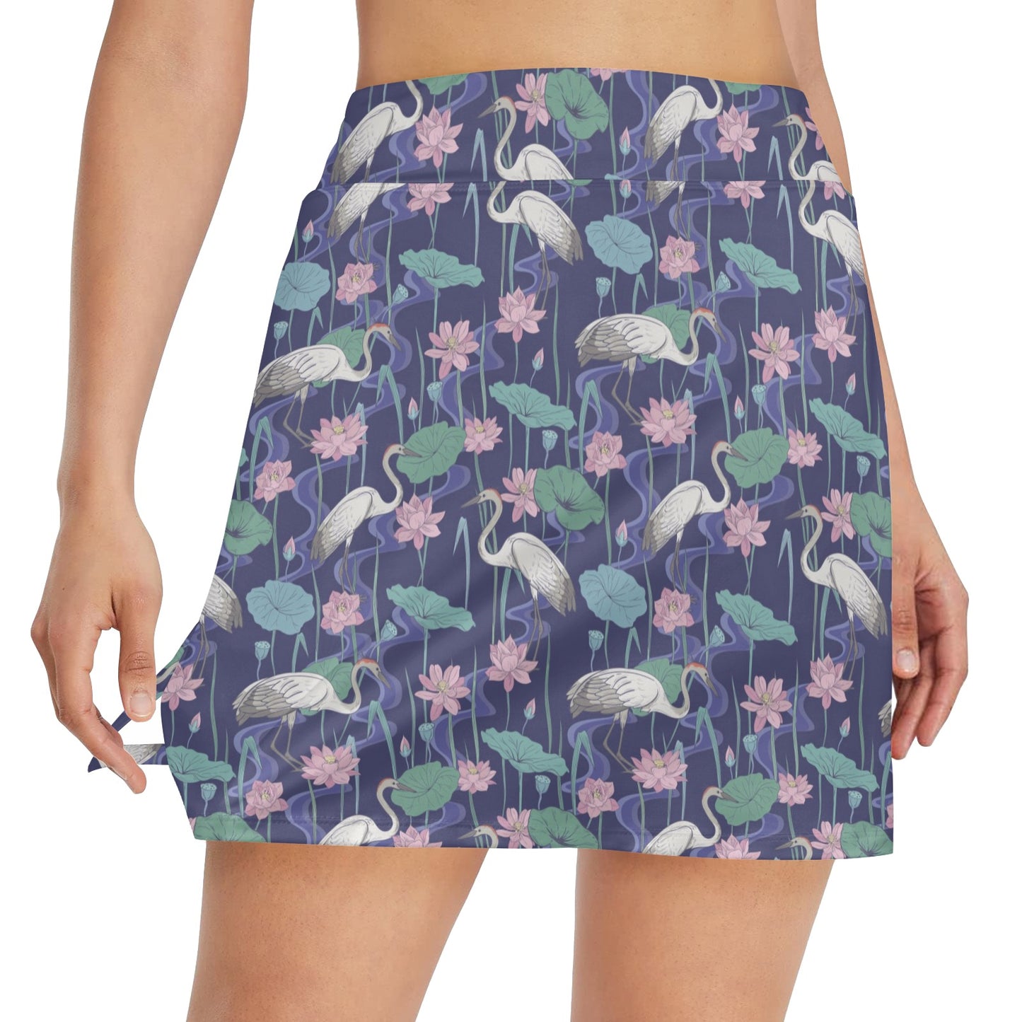 Water Lily Print Design LKS306 17" Golf & Pickleball Skort with Pockets