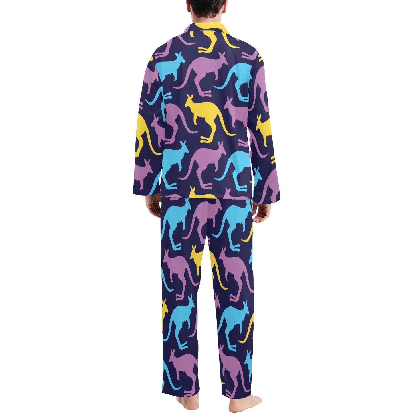 Kangaroos Pattern Print Design 02 Men's Long Pajama Set
