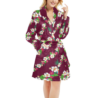 Hawaiian Themed Pattern Print Design H06 Women's Fleece Robe