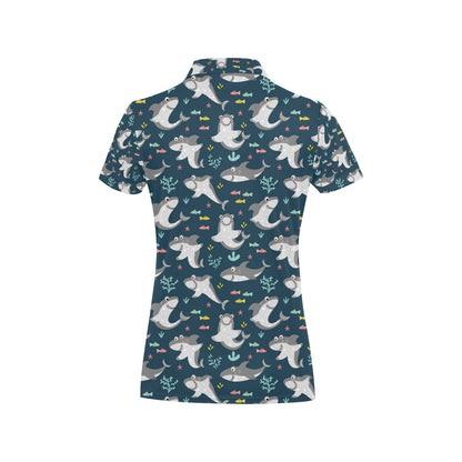 Shark Print Design LKS307 Women's Polo Shirt