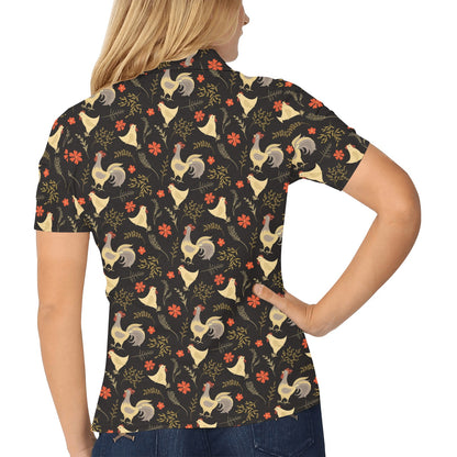 Chicken Pattern Print Design 04 Women's Polo Shirt
