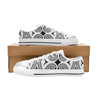 Samoan Pattern Print Design LKS302 Women's White Low Top Shoes