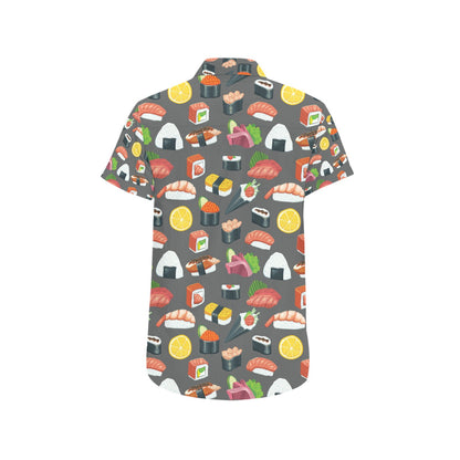 Sushi Print Design LKS302 Men Short Sleeve Button Up Shirt