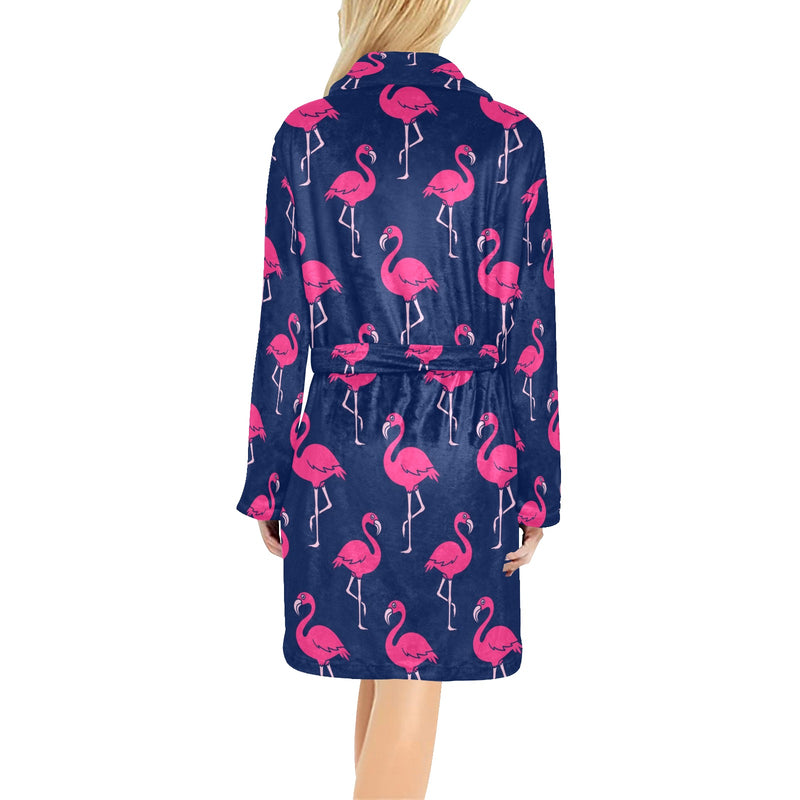 Pink Flamingo Pattern Women's Fleece Robe