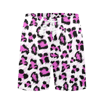 Leopard Pink Skin Print Men's Swim Trunks Beach Shorts