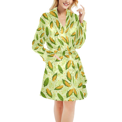 Agricultural Fresh Corn cob Print Pattern Women's Fleece Robe