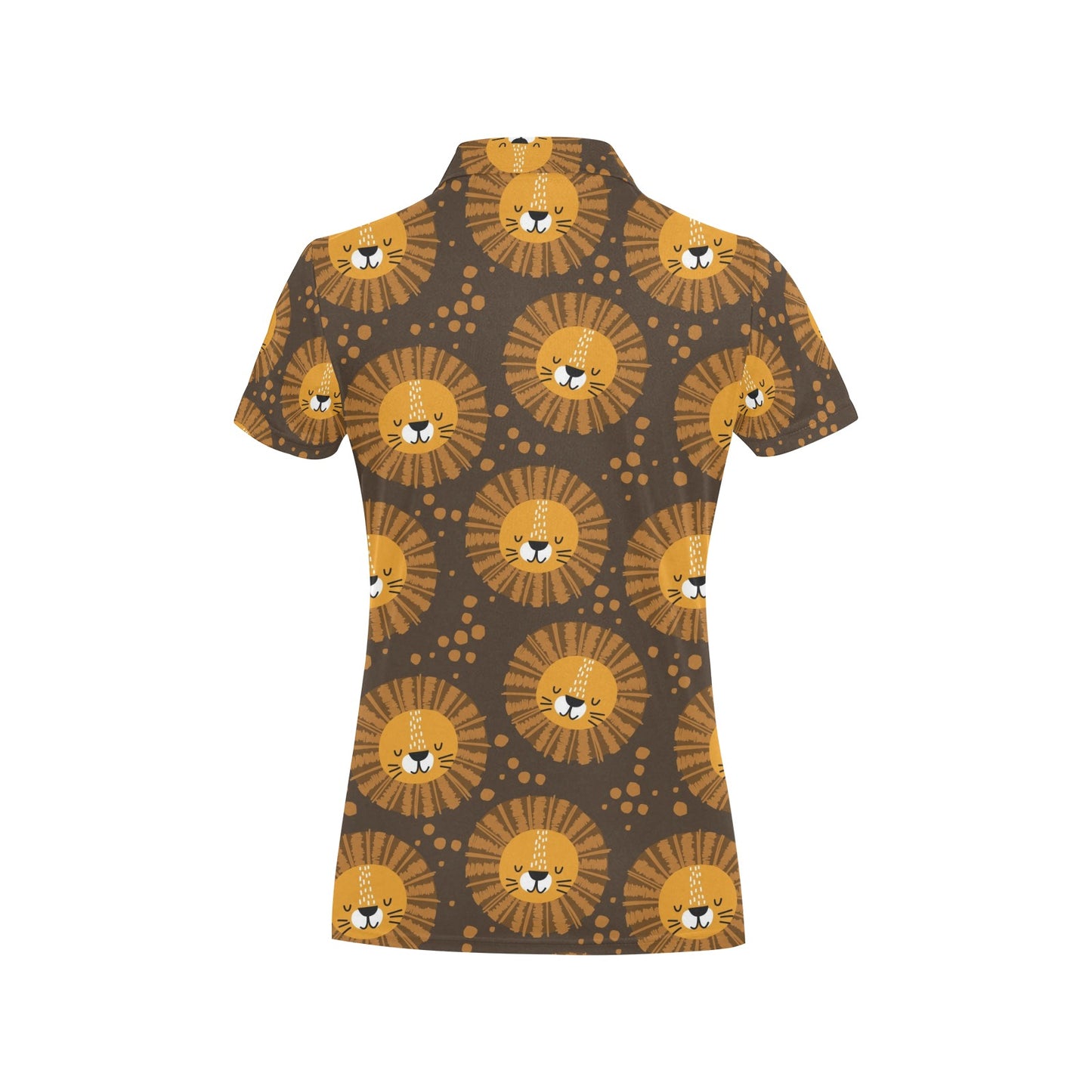 Lion Cartoon Pattern Print Design 01 Women's Polo Shirt