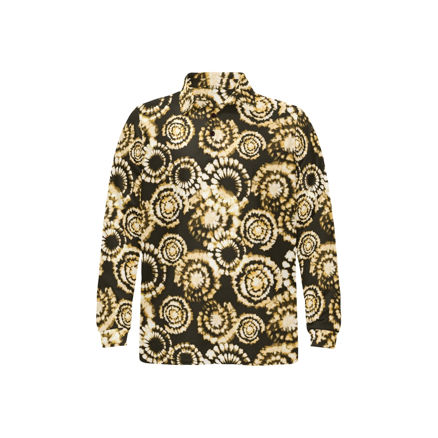 Tie Dye Print Design LKS307 Long Sleeve Polo Shirt For Men's