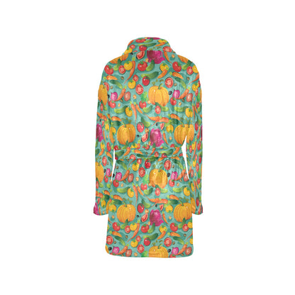 Vegan Colorful Themed Design Print Women's Fleece Robe
